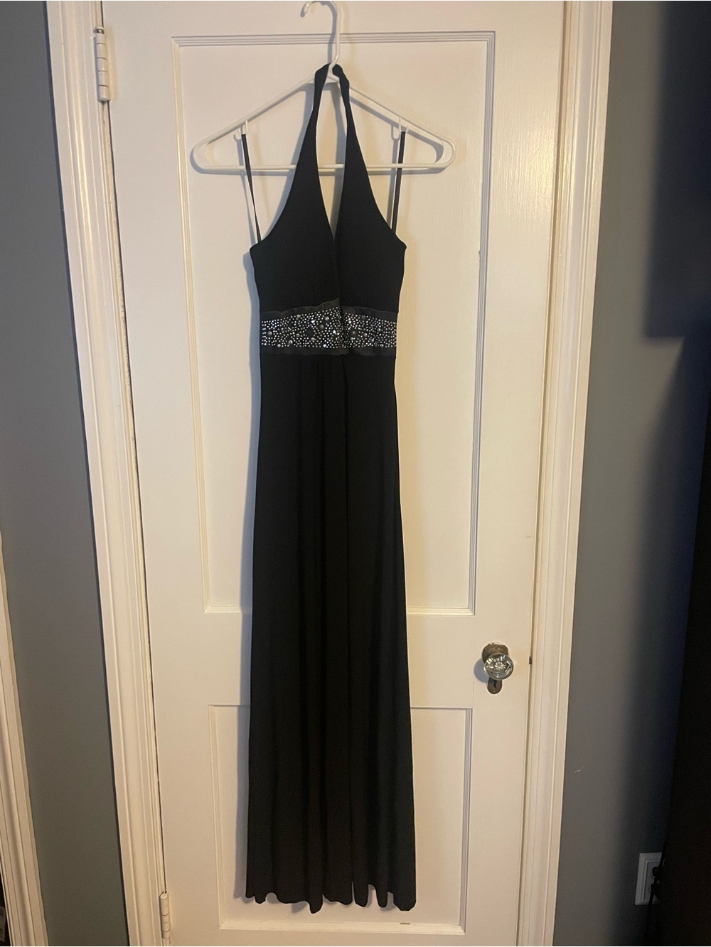 Vintage Y2K Taboo black halter maxi Sz M rhinestone empire waist formal 2000s